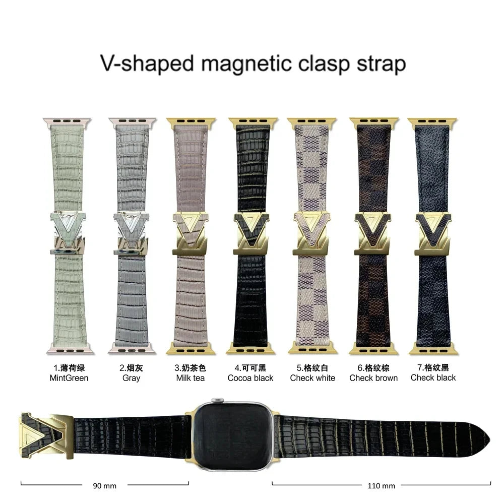 Luxury Fashion band for Apple Watch band 46mm Ultra 49mm 45mm 44mm 42mm 41mm 40mm 38mm metal Buckle band Apple Watch Series 11 10 9 8 7 6 ba