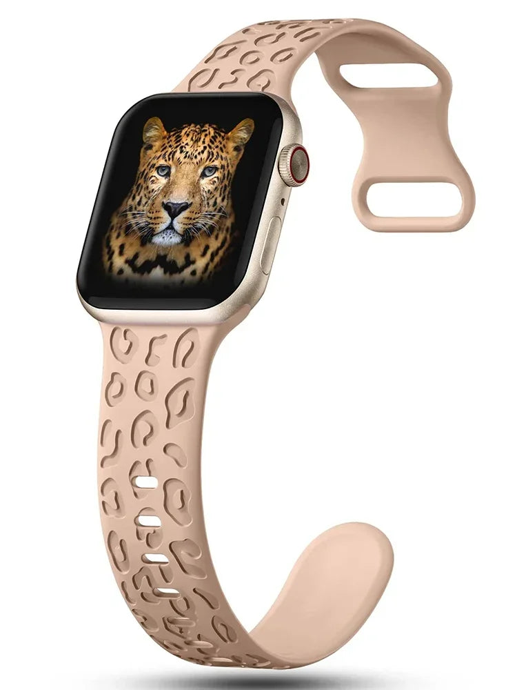 Engraved Leopard band For Apple Watch 10 band Ultra 2 49mm 45mm 44mm 46mm 41mm 40mm Silicone band Series 10 9 8 7 SE 6 5 4