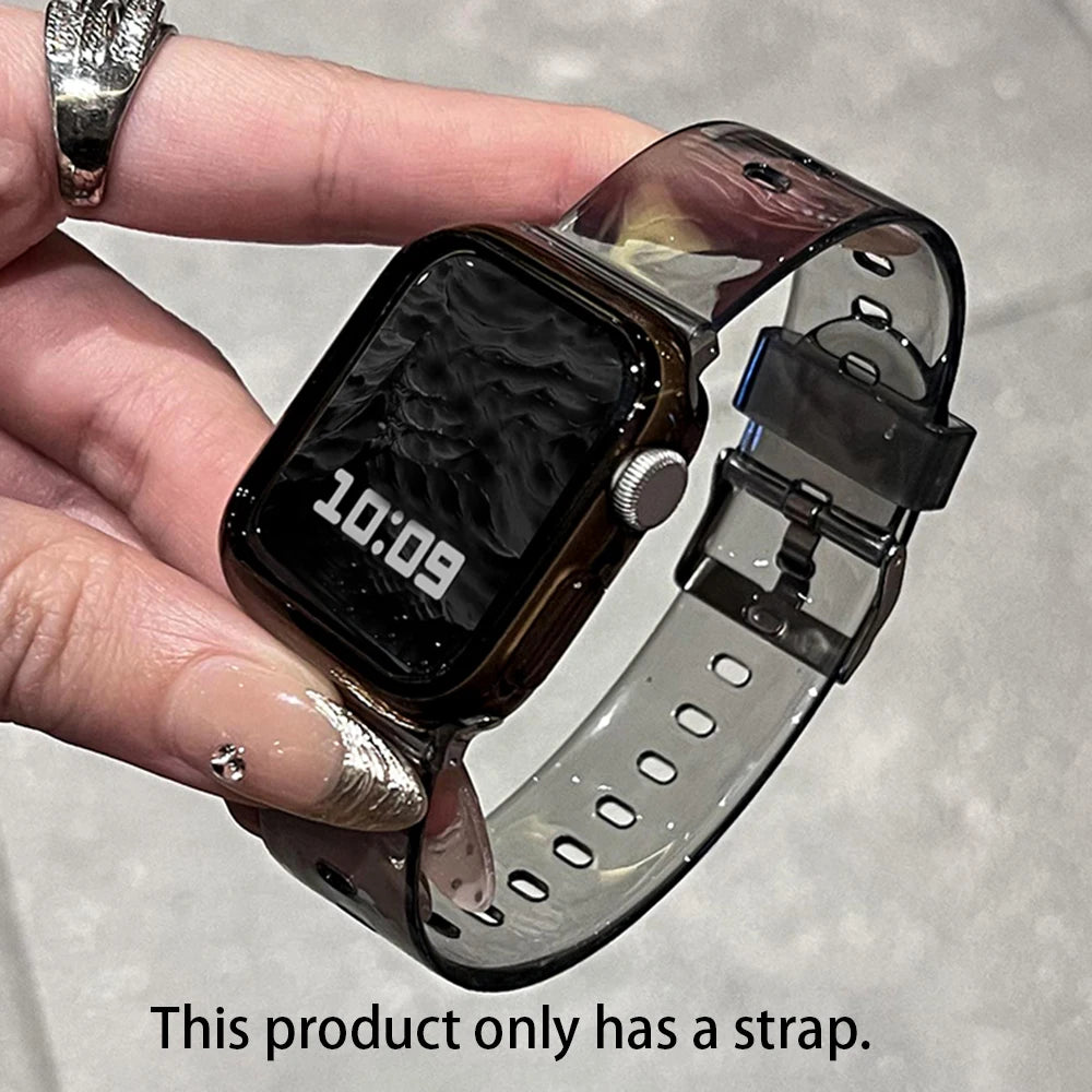 Silicone band For Apple Watch band 49mm 46mm 42mm 40mm 42mm 45mm 41mm 44mm 38mm Glacier Jelly Clear band For Apple Watch Series 10 9 8 Ultra
