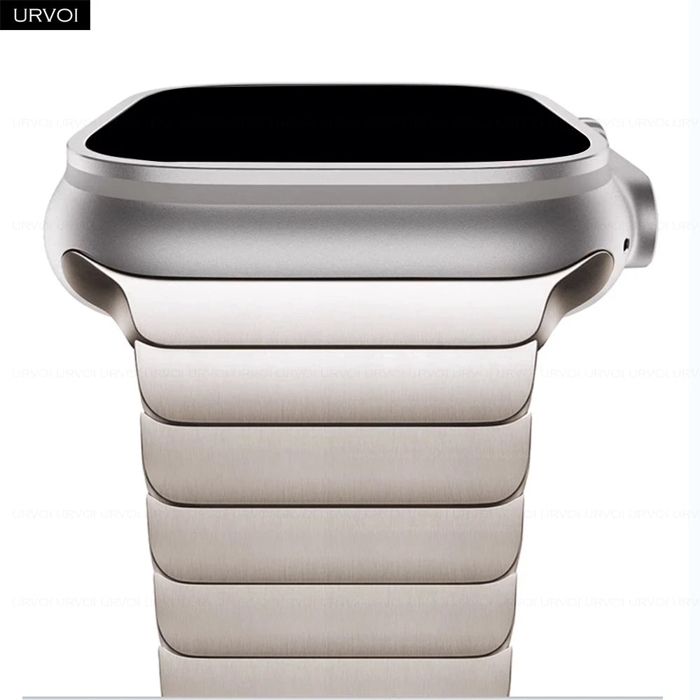 URVOI band for Apple Watch Ultra 3 2 Link band gen.1 3 stainless steel band butterfly clasp wristband for Apple Watch 45mm 46mm 49mm