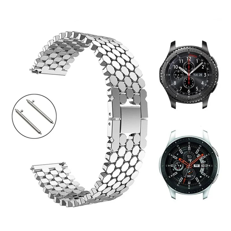 22mm 20mm Stainless Steel Strap for Samsung Galaxy Watch 3 45mm Band Gear S3 Active 2 Correas for Huawei Watch GT 3Pro Bracelet