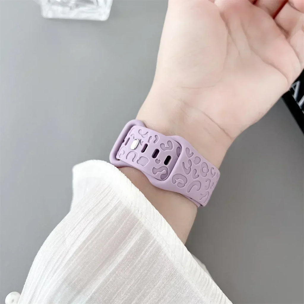 Samsung galaxy watch 8 Band Leopard Print Strap For galaxy watch 8 classic Silicone Engraved Wristband Replaceable Watchband