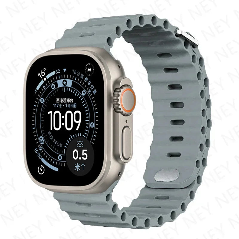 Silicone Ocean band for Apple Watch band Series Ultra 9 8 7 6 5 11 10 SE Apple Watch band 42mm 44mm 45mm 49mm 40mm 41mm 46mm band