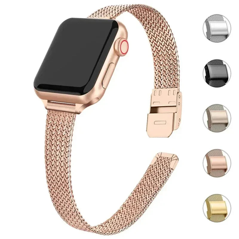 Slim band metal band for Apple Watch 10 9 8 7 6 SE 5 4 44mm 45mm 49mm Ultra Stainless Steel Milanese band for Apple Watch 42mm 46mm