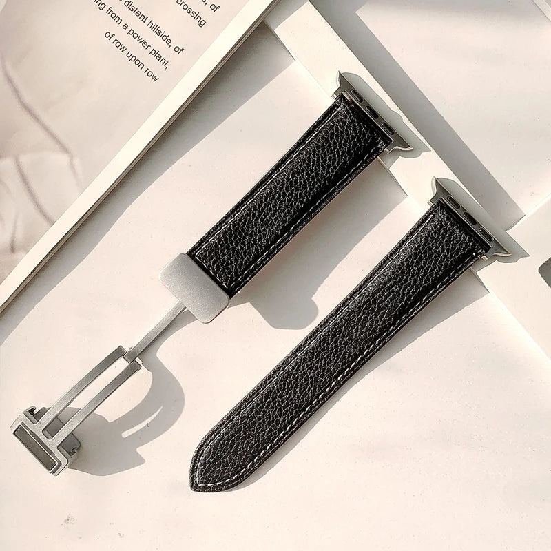 Leather Magnetic Buckle band for Apple Watch 8 7 45mm 41mm Ultra 49mm PU Leather band for Apple Watch Series 6 5 4 3 44mm 42mm 40mm