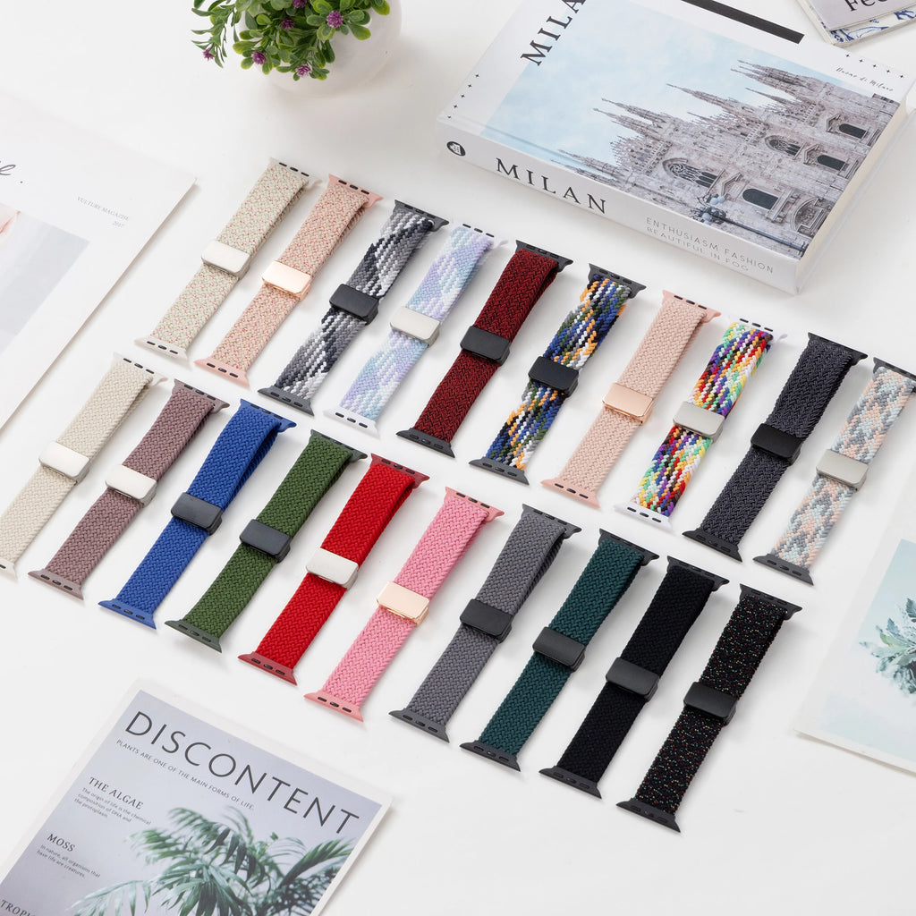 Braided Loop Nylon band for Apple Watch Ultra 2 49mm 46mm 42mm 45mm 41mm Magnetic band Apple Watch 10 9 8 7 6 5 SE 40mm 44mm Band