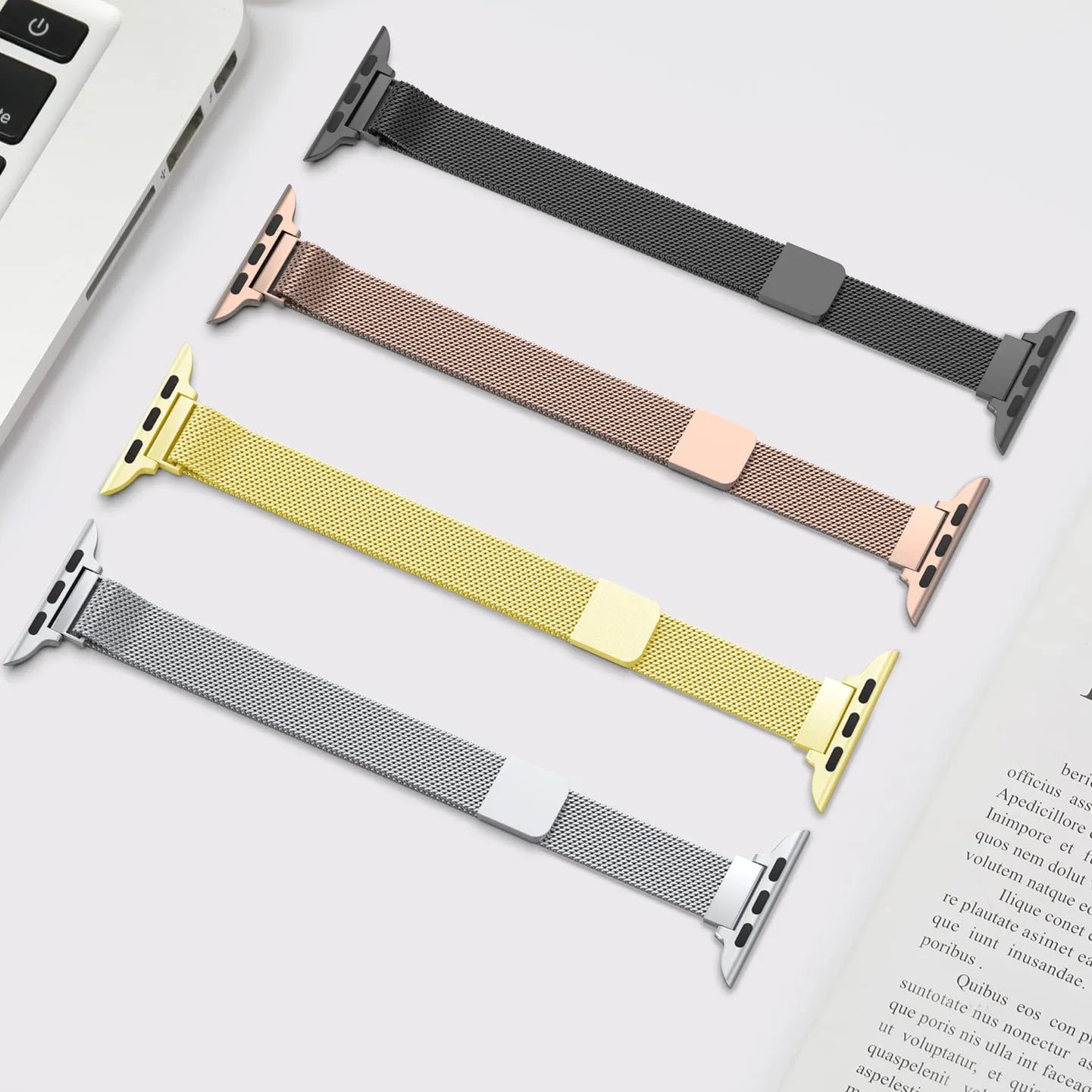 Stainless Steel Milanese band Suit for The Entire Range of Apple Watch Series Thin Stainless Steel Mesh band Magnetic bands