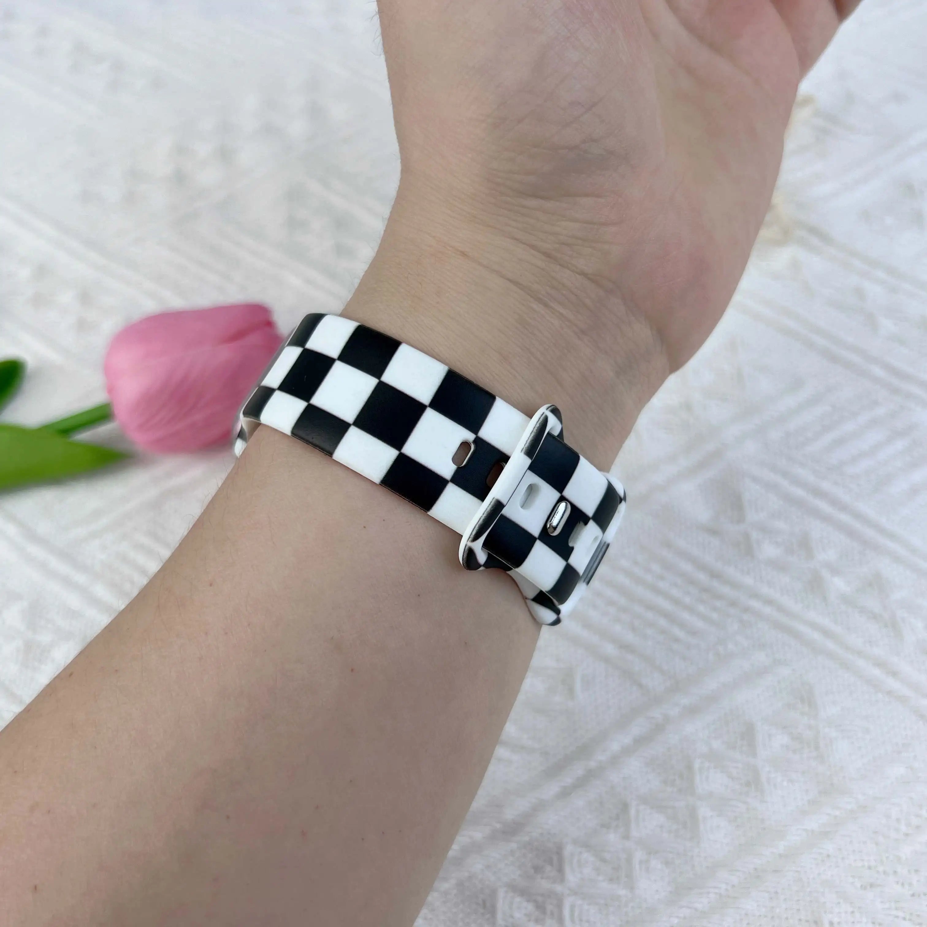 Lattice Printed band for Apple Watch 10 9 8 7 SE Silicone band Replaceable band for Apple Watch 46mm 44mm 42mm 41mm Watchband