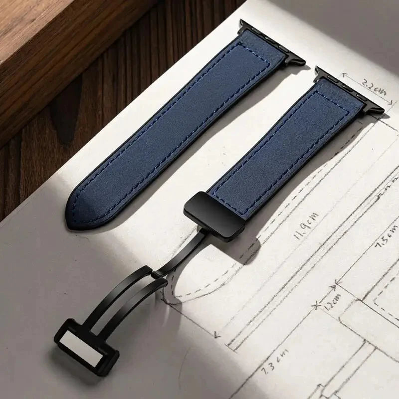 Leather Watch band For Apple Watch band 38mm 40mm 41mm 42mm 44mm 45mm 49mm Magnetic band Apple Watch Series 10 9 8 7 SE6 5 bands