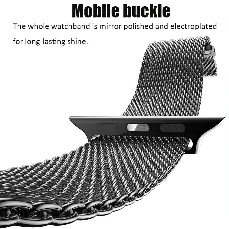 Milanese Loop band For Apple Watch Ultra 49mm band 44mm 40mm 41mm 45mm Gold Silver Leopard band +Case Apple Watch 9 8 7 6 5 4 3 SE