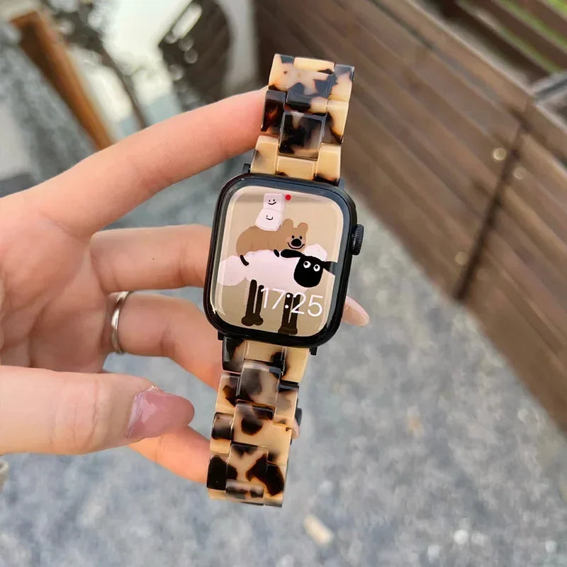 Luxury Resin band for Apple Watch Ultra 2 band 49mm 45mm 41mm 40mm 44mm 38mm 42mm Link band Apple Watch Series 9 7 8 6 SE 5 4 3