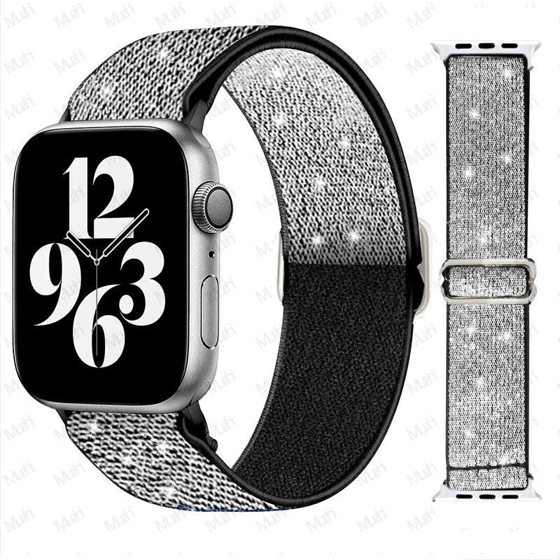 Elastic band for Apple Watch Series 10 9 8 7 6 5 4 SE Ultra 2 49mm 46mm 42mm 41mm 45mm 40mm 44mm Nylon loop band Apple Watch Band