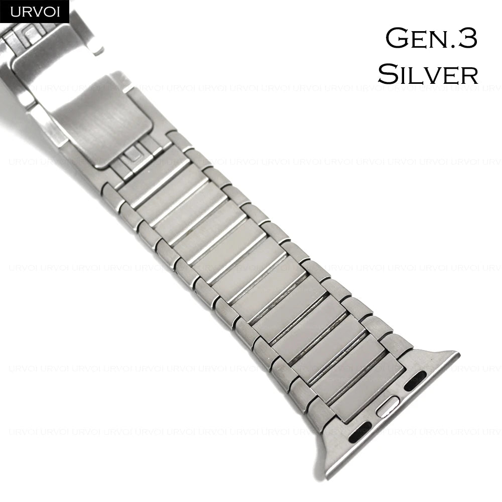 URVOI band for Apple Watch Ultra 3 2 Link band gen.1 3 stainless steel band butterfly clasp wristband for Apple Watch 45mm 46mm 49mm