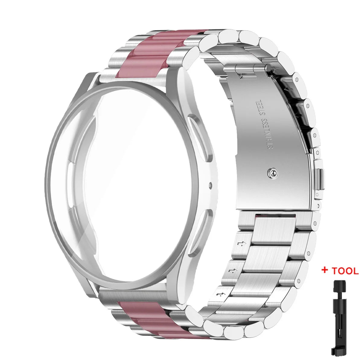 Band+Case for Samsung Galaxy Watch 7 6 5 4 44mm 40mm Stainless Steel Bracelet TPU Cover Watch 6/4Classic 43/47mm 46mm 42mm Strap