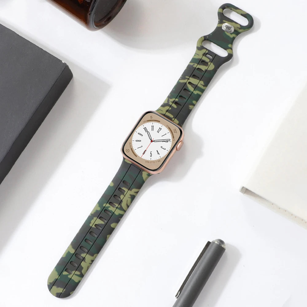 Silicone band For Apple Watch band 49mm 45mm 41mm 44mm 40mm 42mm 38mm 45mm Camouflage band Apple Watch Series Ultra 8 SE 7 6 5
