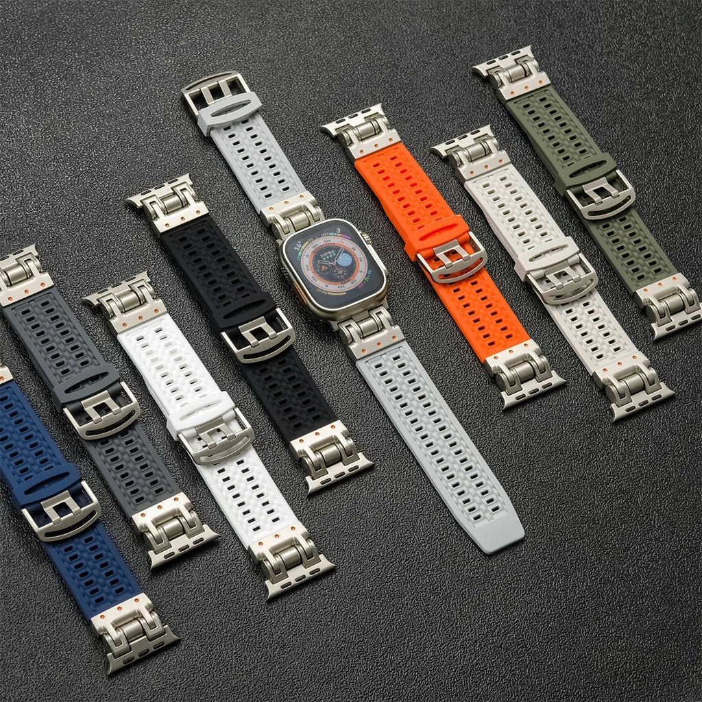 Soft Silicone band for Apple Watch Ultra 2 49mm 45mm 42mm 44mm sport Breathable band for Apple Watch Series 9 8 7 6 5 4 band