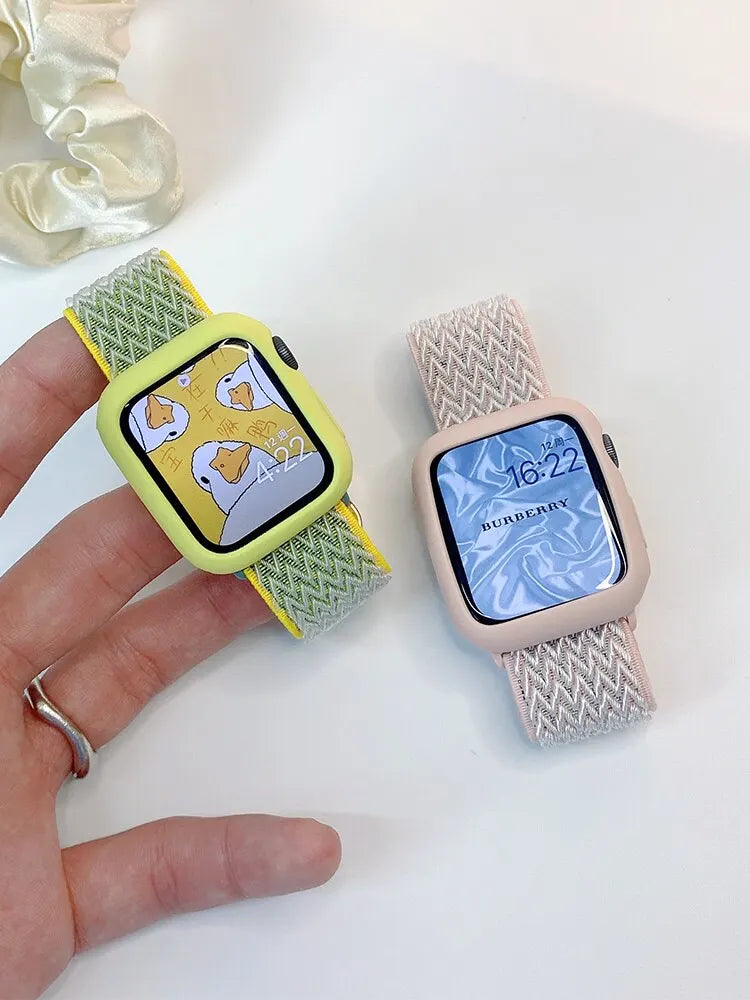 Elastic band for Apple Watch Series 10 9 8 7 6 5 4 SE Ultra 2 49mm 46mm 42mm 41mm 45mm 40mm 44mm Nylon loop band Apple Watch Band