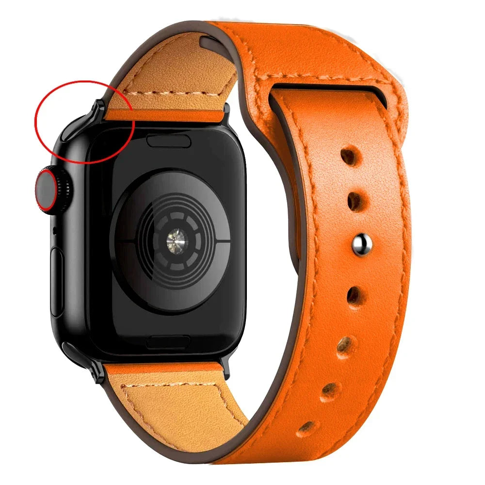 Leather band For Apple Watch Ultra 2 49mm 41mm 45mm 44mm 40mm 46mm 42mm Wrist band for Apple Watch Series 9 8 7 3 4 5 6 10