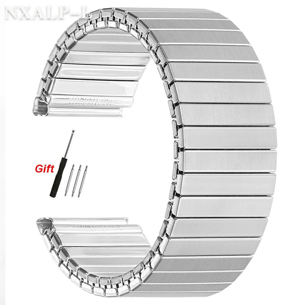 18mm 20mm 22mm Stainless Steel Elastic Stretch Strap for Huawei for Samsung Galaxy Smart Watch Band Metal Expansion Wristband