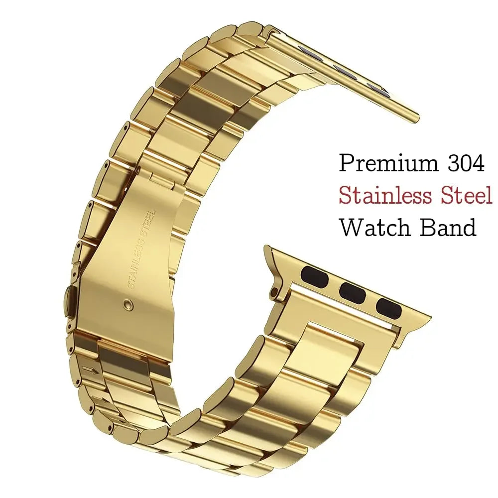 Golden band for Apple Watch Ultra band 49mm 45mm 44mm Stainless Steel band and Armor TPU Case Apple Watch 9 8 7 41mm SE 6 40mm