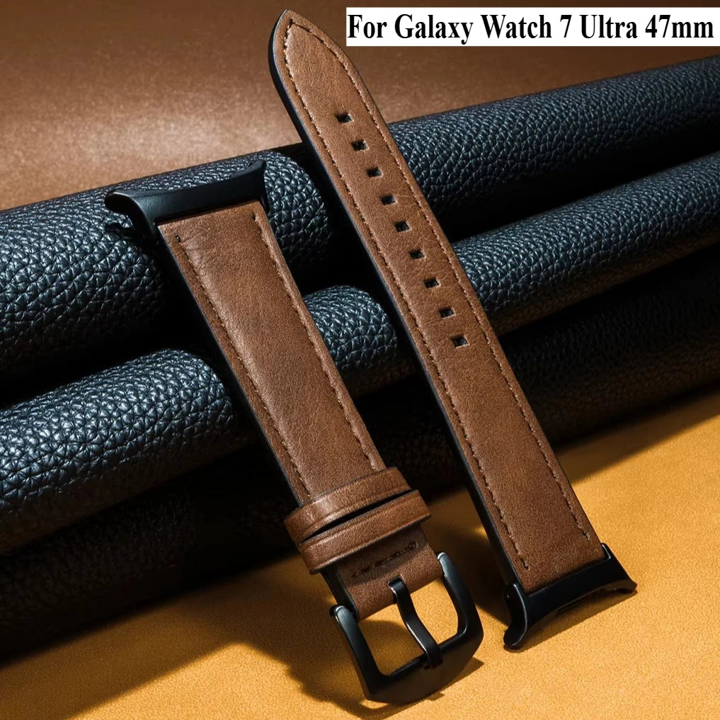 No Gaps Leather Strap for Samsung Galaxy Watch Ultra 47mm Wristband Bracelet for Galaxy Watch 7 Ultra 47mm Quick Business Band