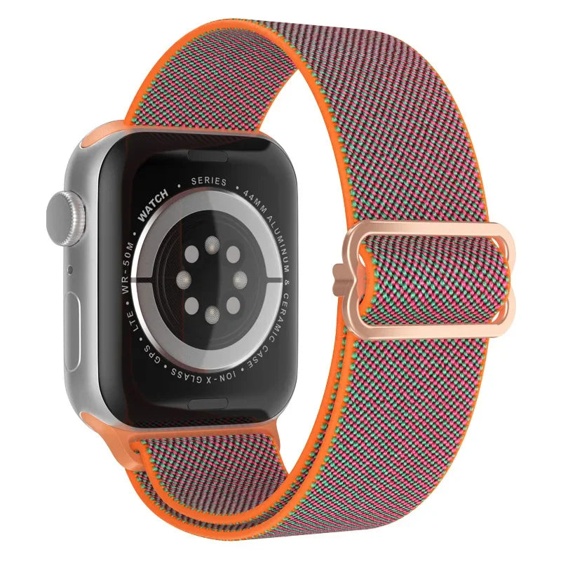 Bohemian Nylon band for Apple Watch Ultra 2 49mm 42mm 45mm 38mm 40mm 41mm 44mm Elastic Shiny band Apple Watch Series 10 9 8 7 6 5 4 3 SE