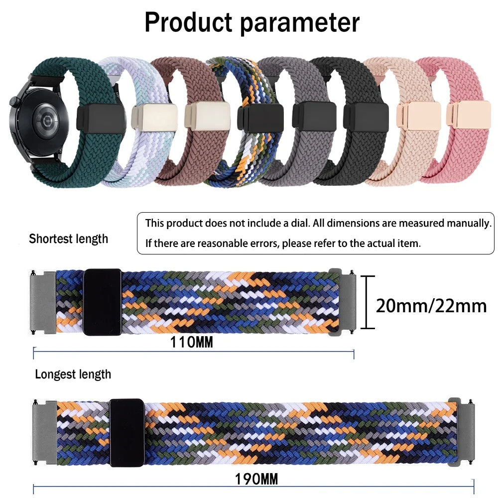 20mm 22mm Nylon Magnetic Strap For Garmin Forerunner 570/265/255/165 Music/venu 3 2/sq/sq2 Band Vivoactive 6 5 Watch Bracelet