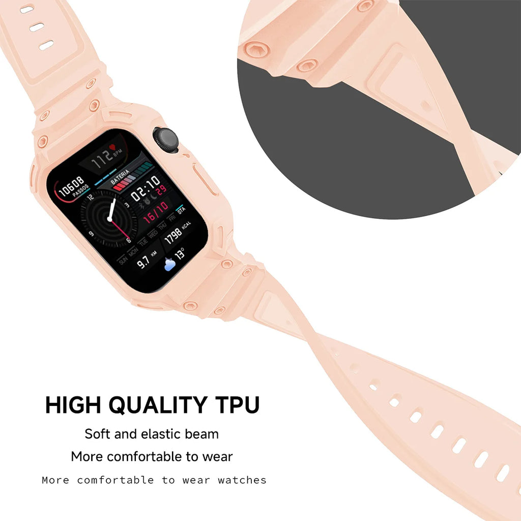 For Apple Watch Series 10 46mm 42mm Sport Protective Replacement Wristband Apple Watch Series 10 Retrofits band Case One piece