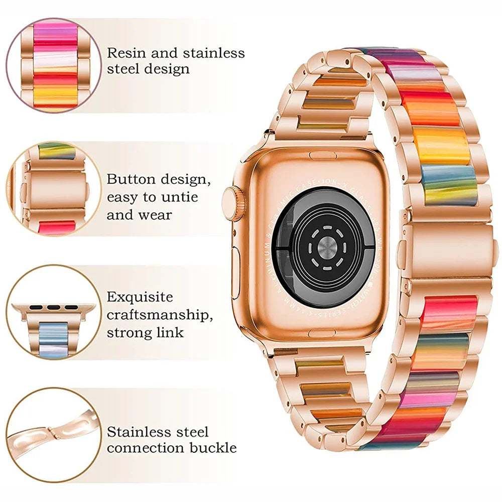 Women Resin band for Apple Watch Ultra 3 2 49mm 11 10 42mm 46mm 9 8 41mm 45mm Luxury band for Apple Watch 6 5 SE 40mm 44mm Band