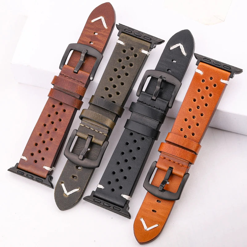 Genuine Leather band For Apple Watch band Serie 7 6 5 4 SE band 44mm 45mm 40mm 41mm 42mm 49mm Women Men Apple Watch Watchband