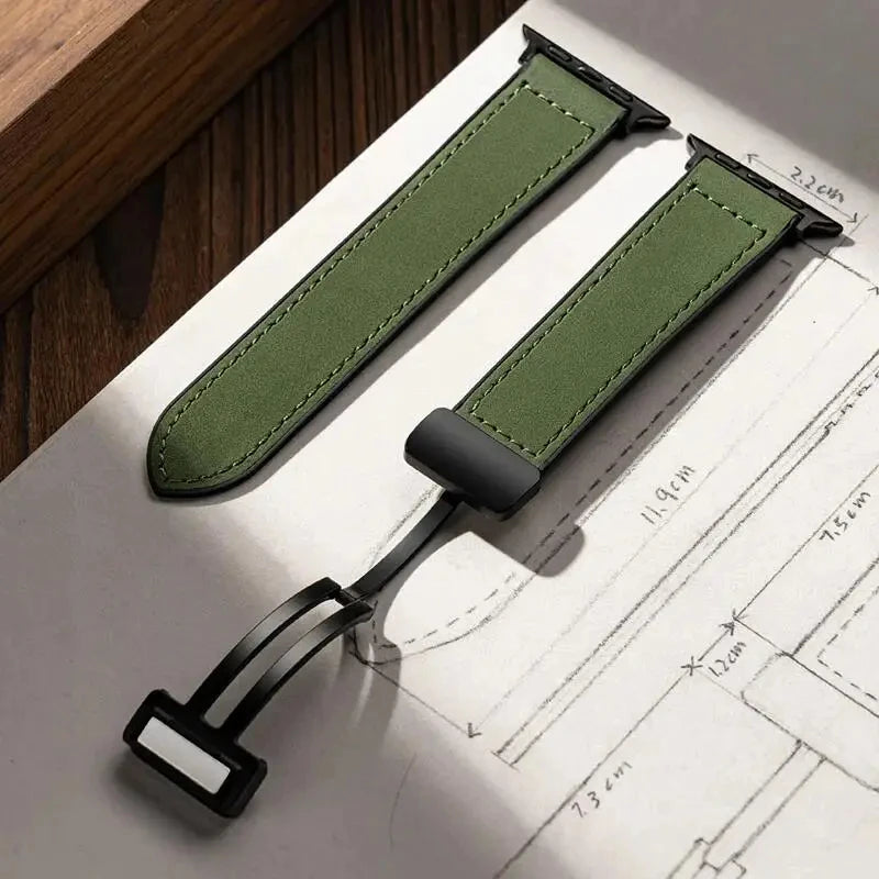 Leather Watch band For Apple Watch band 38mm 40mm 41mm 42mm 44mm 45mm 49mm Magnetic band Apple Watch Series 10 9 8 7 SE6 5 bands