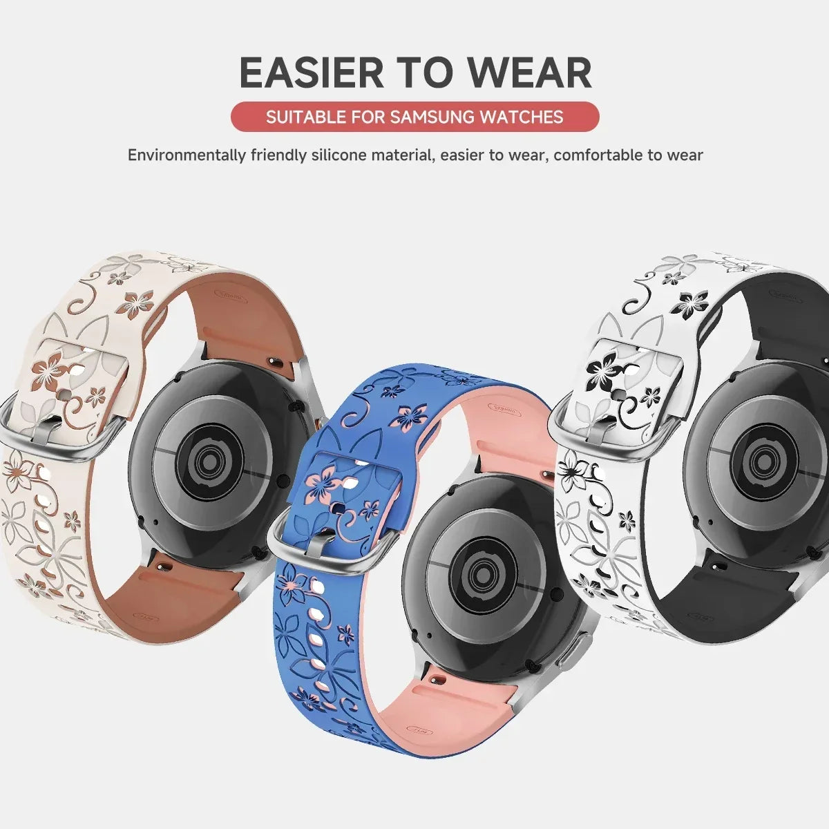 No Gaps Band for Samsung Galaxy Watch 7/5 Pro/4 6 Classic 40 44mm Engraved Silicone Sport Bracelet correa Galaxy Watch 7 Straps