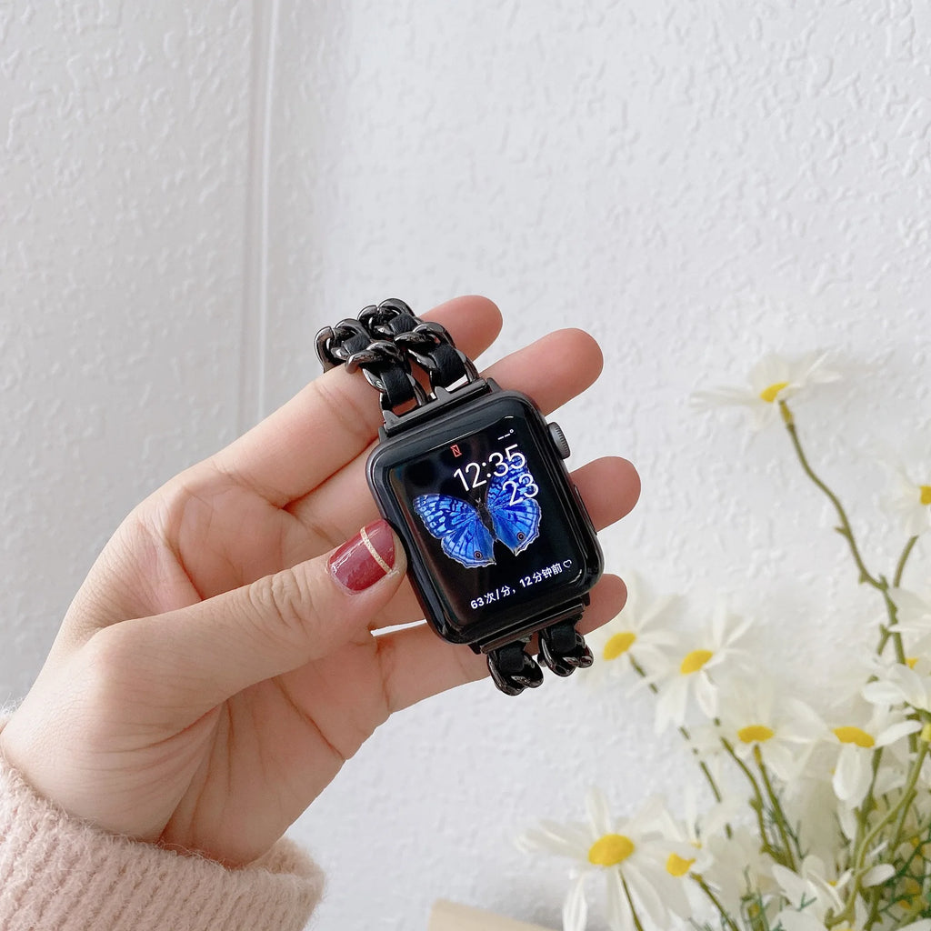 Women metal band for Apple Watch band 10 9 8 Ultra 46mm 42mm 49mm 7 SE 6 5 41mm 45mm 44mm 40mm Lady Gold Steel band Wristband