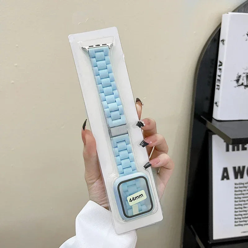 Watch band+Case+glass For Apple Watch band 44mm 40mm 38mm 42mm Candy band Apple Watch Ultra 2 49mm serie 9 8 7 6 5 4 3 SE 41mm 45mm