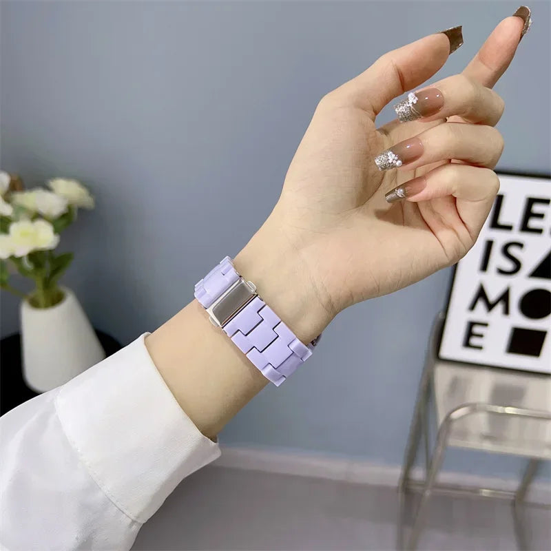 Watch band+Case+glass For Apple Watch band 44mm 40mm 38mm 42mm Candy band Apple Watch Ultra 2 49mm serie 9 8 7 6 5 4 3 SE 41mm 45mm