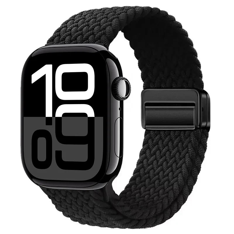 Nylon Braided Loop band for Apple Watch Ultra 3 2 49mm 11 10 42mm 46mm 9 8 7 45mm 41mm Magnetic band Apple Watch 6 5 SE 44mm 40mm band