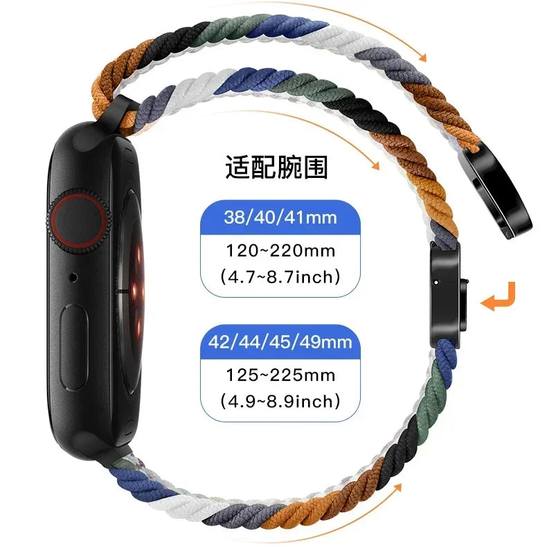 Nylon Braided Loop band for Apple Watch Ultra 3 2 49mm 11 10 42mm 46mm 9 8 7 45mm 41mm Magnetic band Apple Watch 6 5 SE 44mm 40mm band