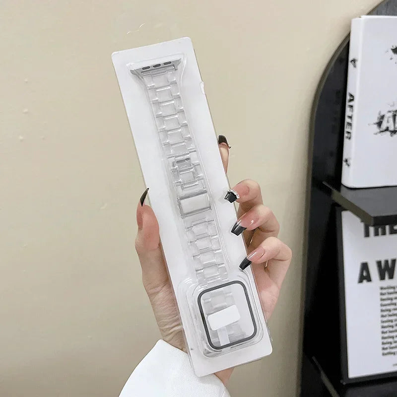 Watch band+Case+glass For Apple Watch band 44mm 40mm 38mm 42mm Candy band Apple Watch Ultra 2 49mm serie 9 8 7 6 5 4 3 SE 41mm 45mm