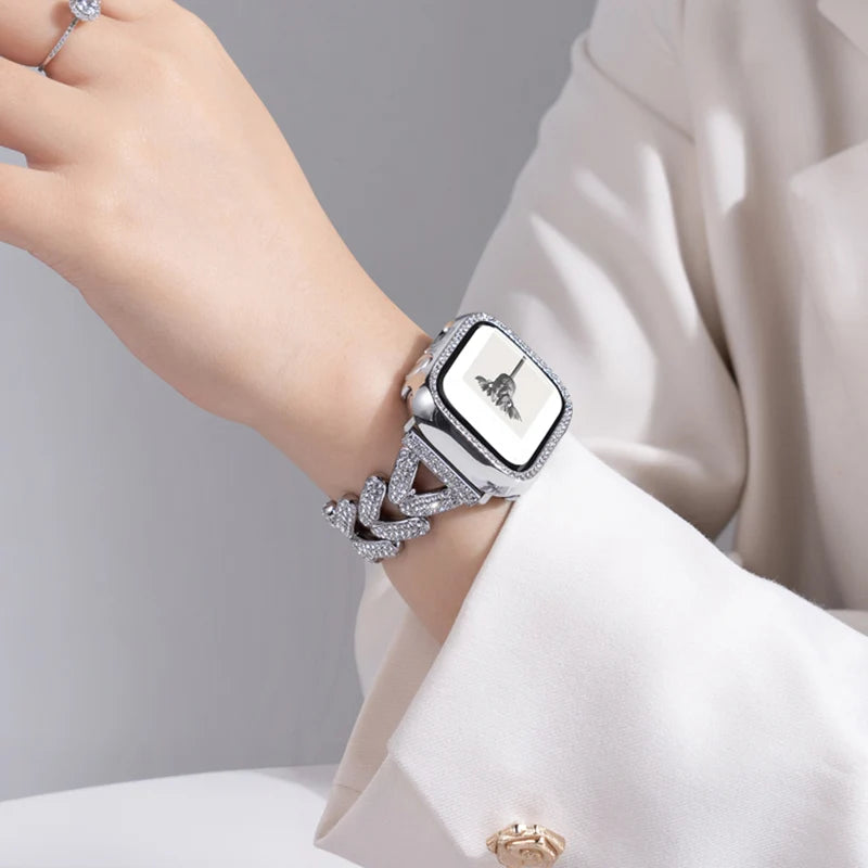 Diamond metal band for Apple Watch 10 band 46mm 42mm 41mm 44mm 49mm 45mm 40mm Women Belt band Apple Watch Series 9 8 7 SE 6 Ultra