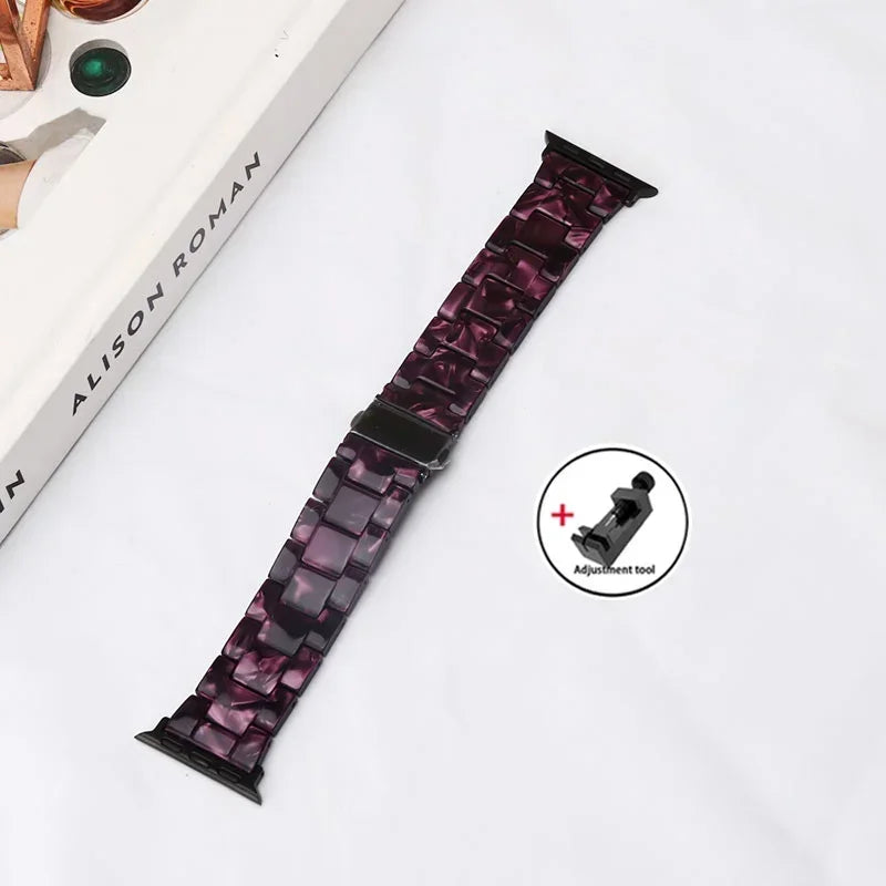 Luxury Resin band for Apple Watch Ultra 2 band 49mm 45mm 41mm 40mm 44mm 38mm 42mm Link band Apple Watch Series 9 7 8 6 SE 5 4 3
