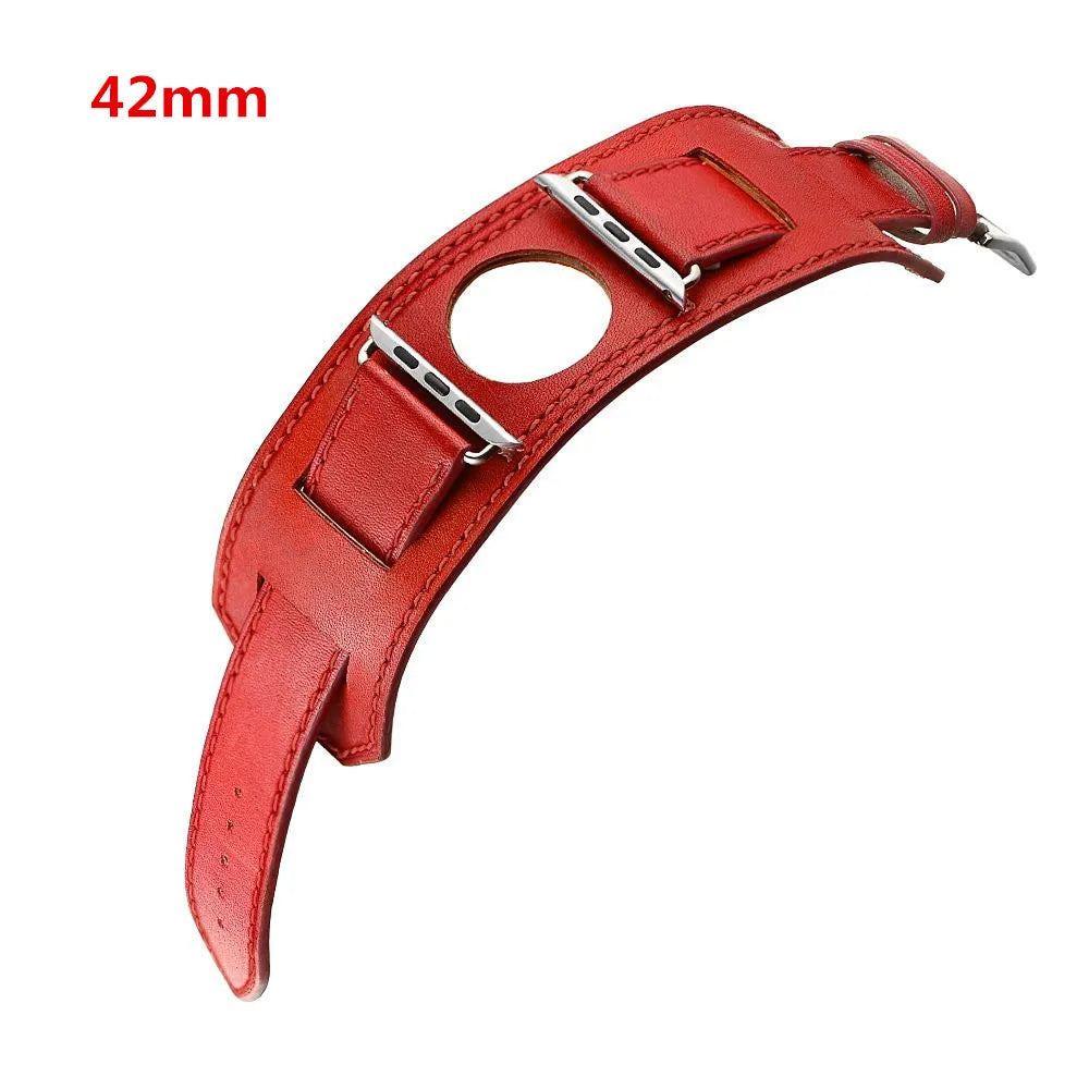 Cuff band for Apple Watch band 44mm 45mm 40mm 49mm 41mm 42mm 38mm Leather watch band Apple Watch Series 9 8 7 5 SE 6 Ultra 2 band