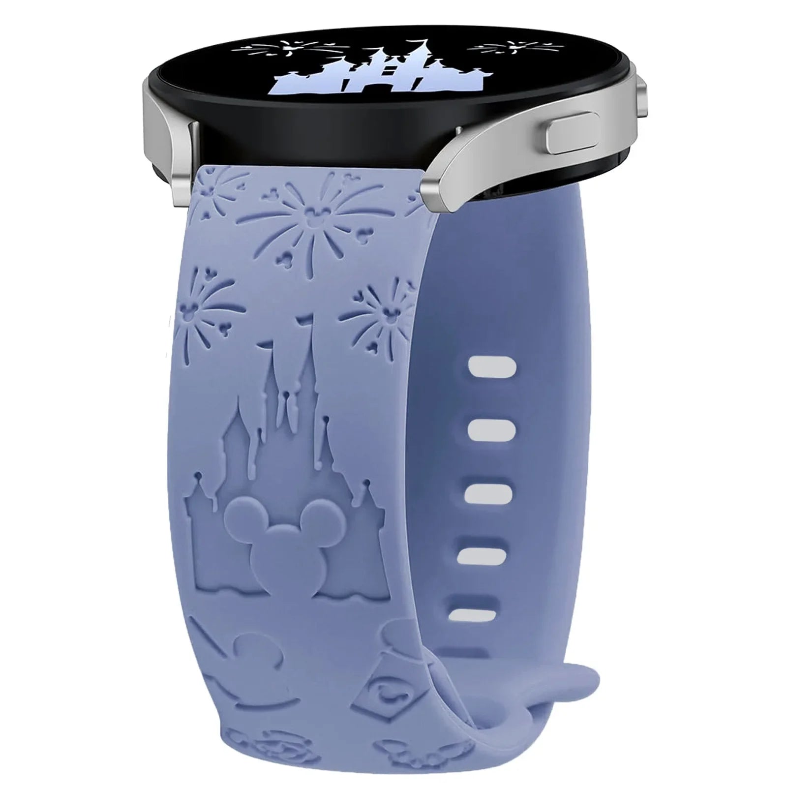 20mm Castle Floral Engraved Band for Samsung Galaxy Watch 7 6 5 4 40/44mm Silicone Cute Strap for Watch 6Classic 47mm 5Pro 45mm