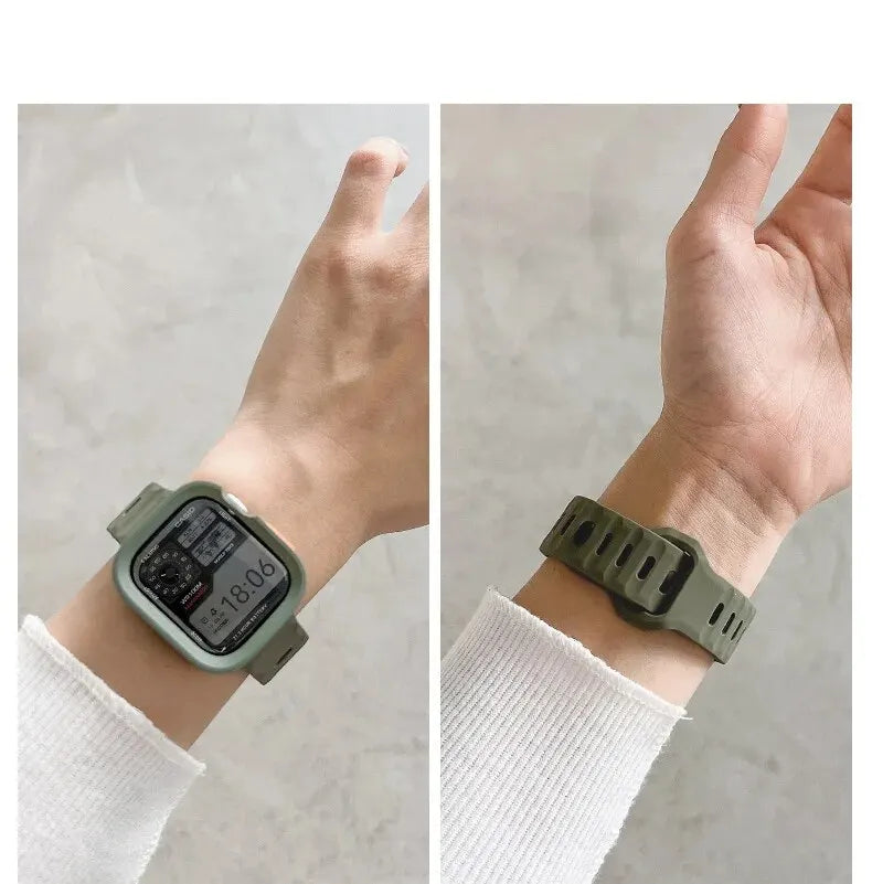 Candy Silicone Case+ band For Apple Watch Series 9 45mm band 8 7 42mm 41mm SE 6 5 4 3 2 1 44mm 40mm 38mm Apple Watch Ultra 2 49mm