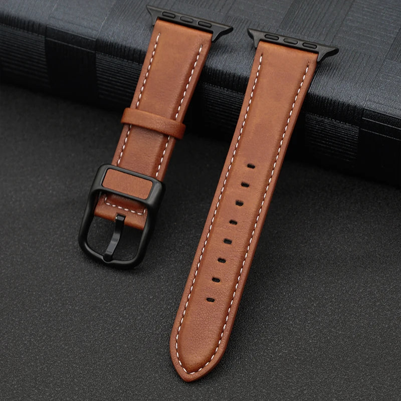 PU Leather band For Apple Watch band 44mm 45mm 41mm 40mm 42mm 46mm correa band Apple Watch Series 4 5 6 SE 7 8 9 10 Ultra 2 49mm