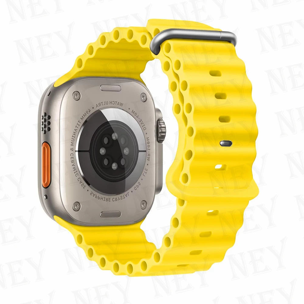 Ocean band for Apple Watch Ultra 2 49mm 44mm 45mm 42mm 38mm 40mm 41mm silicone band correa Apple Watch Series 9 8 7 SE 6 5 4 3 band
