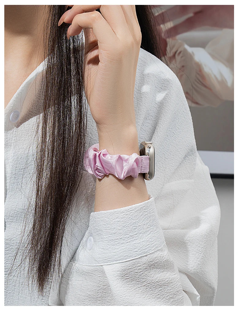 Scrunchie Compatible For Samsung Galaxy Fit 3 SM-R390,Cute Ice Silk Elastic for Samsung Galaxy Fit 3 Accessories