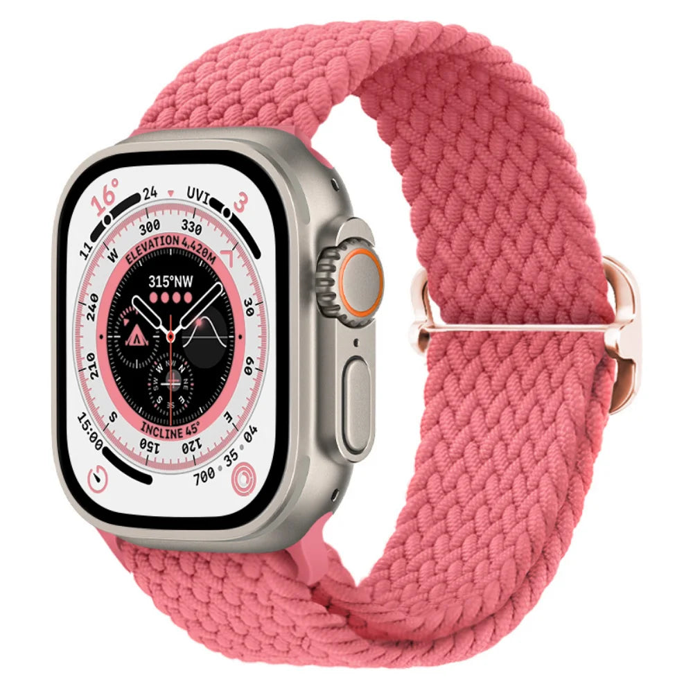 Braided Nylon band For Apple Watch Ultra 49mm 46mm 45mm 44mm 42mm 41mm 40mm Elastic band Apple Watch 11 10 9 8 7 SE 4 5 6 Belt