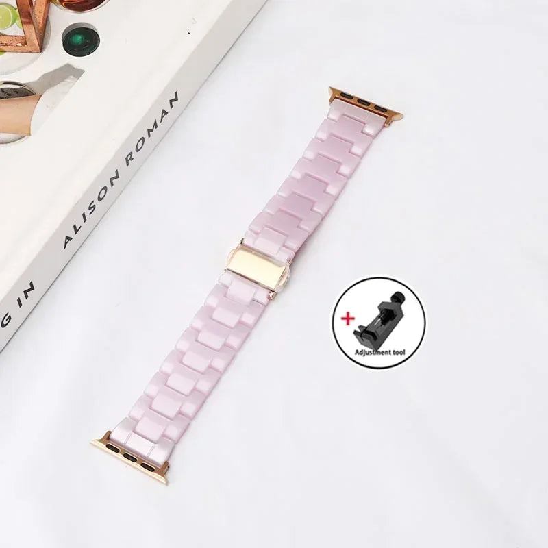 Luxury Resin band for Apple Watch Ultra 2 band 49mm 45mm 41mm 40mm 44mm 38mm 42mm Link band Apple Watch Series 9 7 8 6 SE 5 4 3