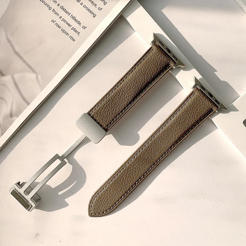 Leather Magnetic Buckle band for Apple Watch 8 7 45mm 41mm Ultra 49mm PU Leather band for Apple Watch Series 6 5 4 3 44mm 42mm 40mm