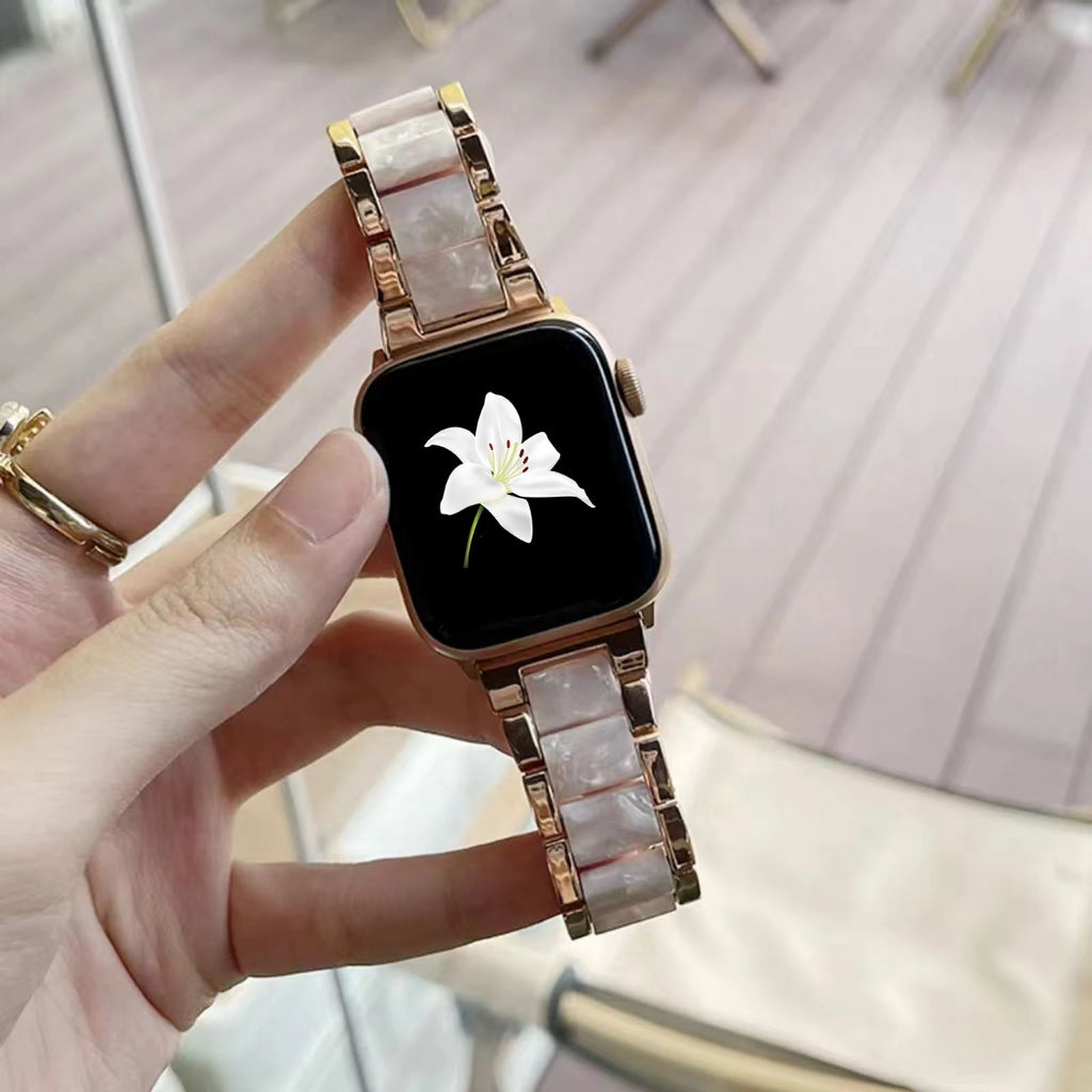 resin metal band For Apple Watch band women Ultra 10 9 8 7 6 5 4 3 2 1 SE 38mm 40mm 41mm 42mm 44mm 45mm 46mm 49mm Loop
